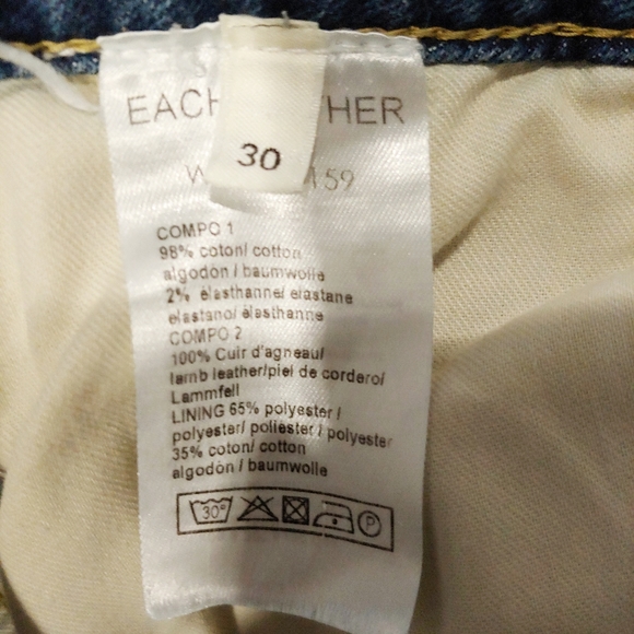 EACH X OTHER Skinny Lambskin Leather Trim Size 30 - Picture 7 of 8